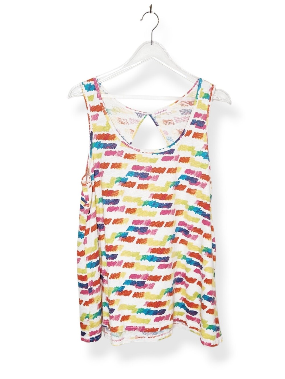 Fresh Produce Women's Sleeveless Pastel Rainbow Color Cotton Tank Top Size XL